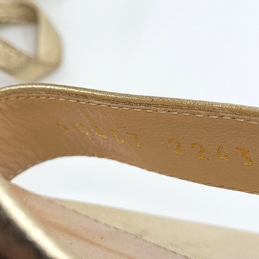 Gianvito Rossi Feathered Lace Up Stiletto Heels 4" EU 36 US 6 Gold White - Picture 12 of 15